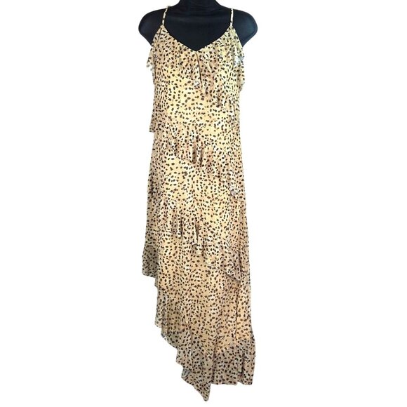 Steve Madden Dresses & Skirts - Steve Madden Ada Dress Desert Sand Asymmetrical Leopard Print Tiered Lg NWT